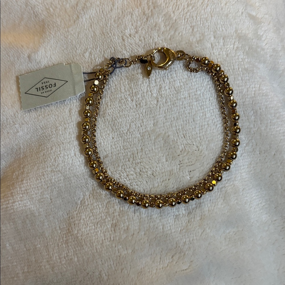 Fossil gone tone double chain bracelet